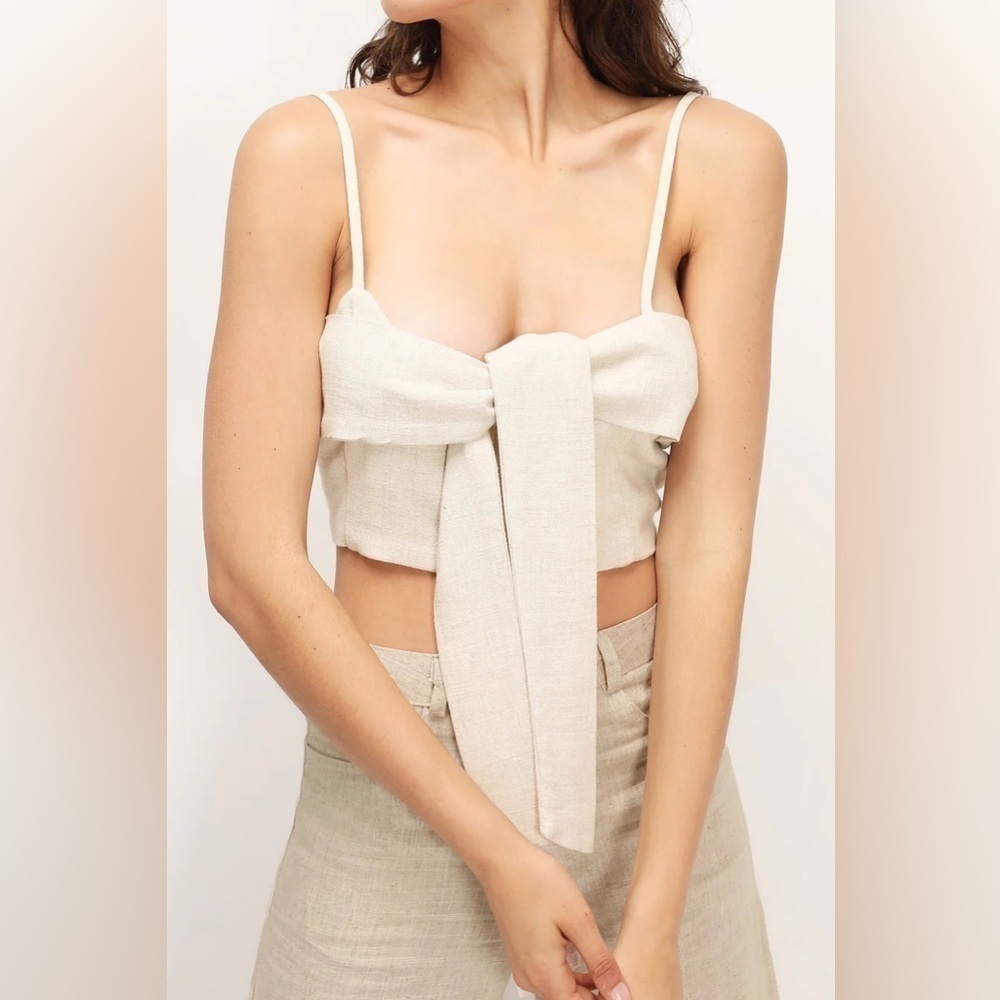 STORETS Blair Linen Wrap Bustier in Grey